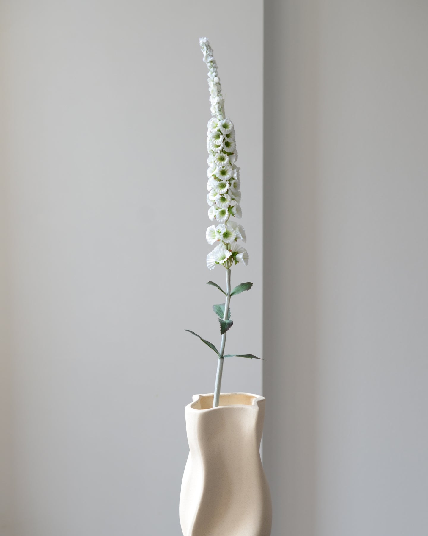 Denne kunstige rævehale har et elegant og organisk udtryk, der tilføjer blødhed og bevægelse til enhver buket eller vase.&nbsp;De små, tætplacerede blomsterhoveder i en blød, elfenbenshvid nuance er naturtro gengivet med fine teksturer og subtile nuancer. Stilken er fleksibel og kan formes, så den buer let og draperet – perfekt som kontrast til mere kompakte blomster.

Brug den alene for et enkelt og skulpturelt udtryk, eller lad den tilføre dybde og dimension til dine blomsterarrangementer. En smuk og vedl