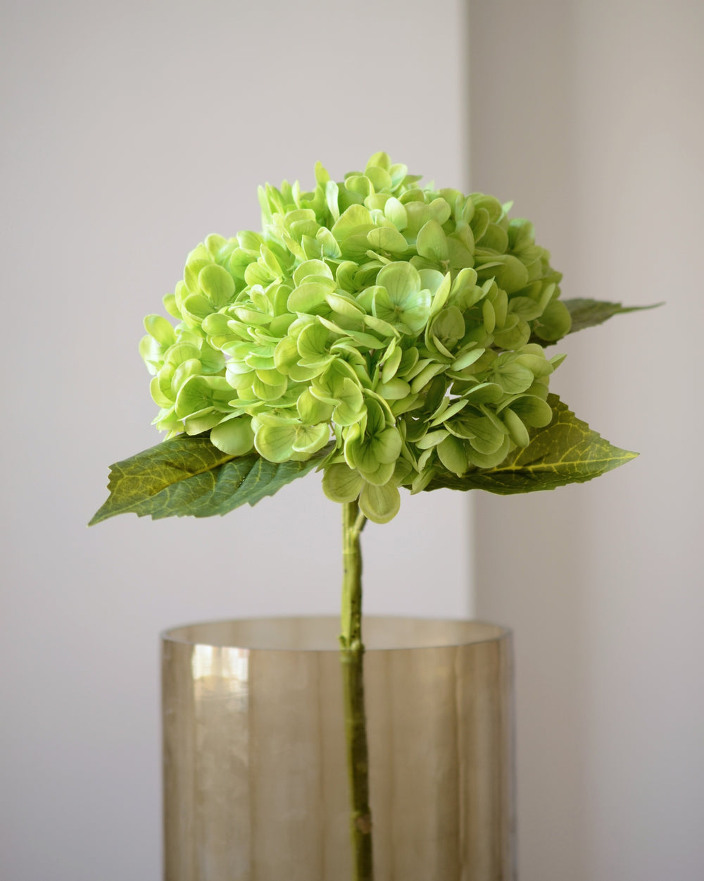Den kunstige Hortensia i grøn er en iøjnefaldende blomst, der med sine fyldige, elegante blomsterhoveder i frodige nuancer giver friskhed til en buket. De detaljerede blomster og de mørkegrønne blade giver et naturligt og realistisk udtryk, mens den langvarige kvalitet gør den til en vedligeholdelsesfri løsning.

Stilken måler 49 cm.